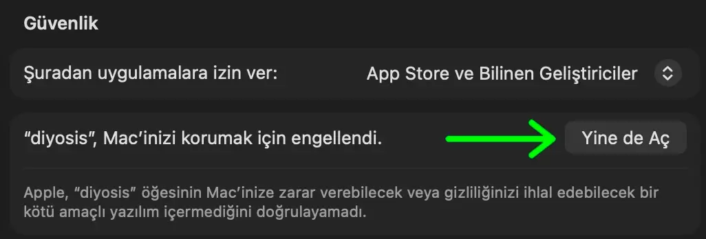 diyosis güvenlik yinede güven butonu