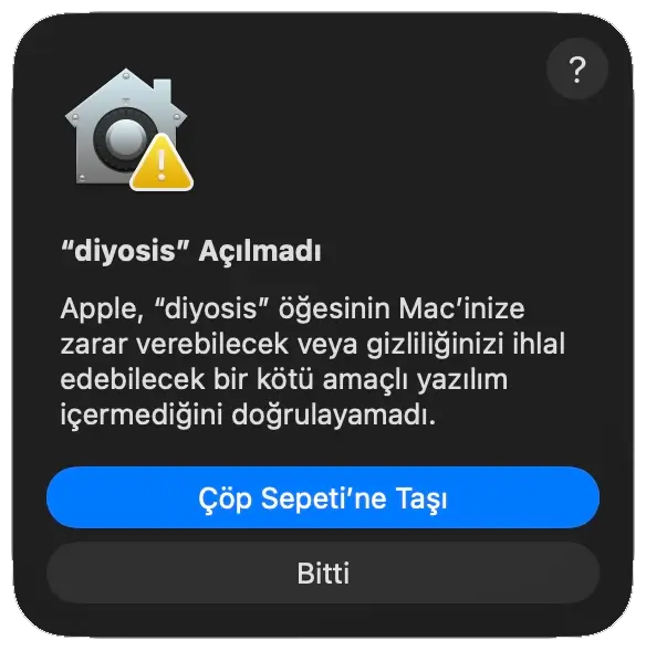 diyosis macos guvenlik uyarısı